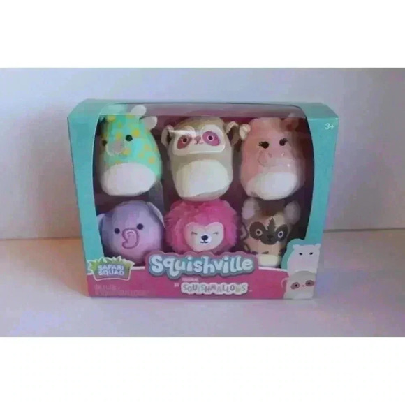 Squishmallows Other - New Safari Squad Squishville By Squishmallows 2" Plush Set Of 6 Safari Animals
